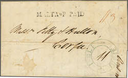 1824 (July 27): Entire letter from Malta to Corfu, bearing good ...