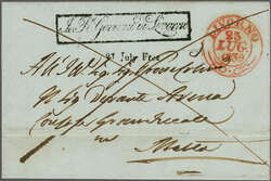 1839: Incoming entire from Livorno bearing red ornamental despatch ...