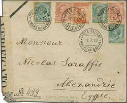 Italian Post Offices in Albania 1919 (July 1): Censored mourning ...