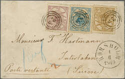 1869 (June 1): Envelope to Poste Restante, Interlaken, Switzerland ...