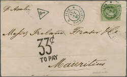French India 1880 (Oct 13): Wrapper to Mauritius franked with General ...