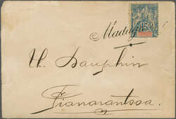 Madagascar 1896c: Local envelope to Fianarantsoa franked MADAGASCAR ...