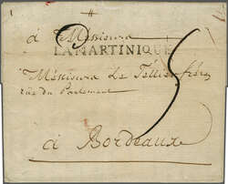 Martinique 1787: Entire to Bordeaux bearing manuscript rate markings ...