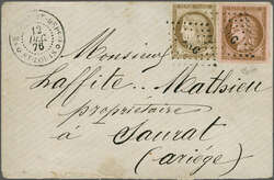 Senegal 1876 (Dec 12): Envelope to Saurat, France franked with ...