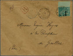 Senegal, 1892 (Nov 17): Registered envelope to France bearing single ...