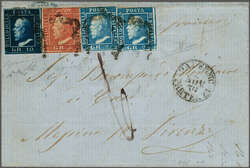 Sicilia 1859 (Nov 1): Entire from Palermo to Firenze franked 2 gr. ...