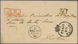 Macao, 1876 (Nov 21): Envelope to Lisbon, showing superb strike of ...