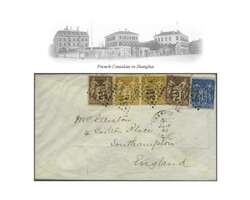 French Post Offices in China, 1882 (Jan 31): Envelope to England ...