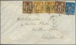 French Post Offices in China, 1882 (Jan 31): Envelope to England ...