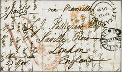 British Post Offices in Egypt 1846 (Nov 21): Disinfected cover with ...