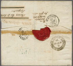 1862 (Oct 21): Outer letter sheet to France franked 1850 Verticais 60 ...