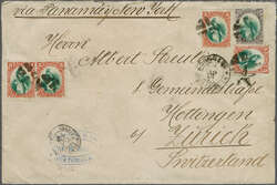 1886 (May 18): Linen backed envelope to Zürich, Switzerland endorsed ...