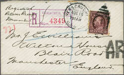 US Post Office in Mexico, 1914 (Aug 19): AR registered cover to ...