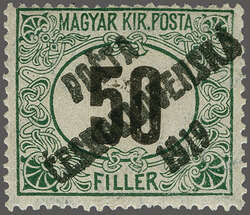 1919: Hungary Postage Due 50 f. deep green & black, overprint G in ...