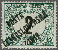 1919: Hungary Postage Due 2 f. deep green & black, overprint G in ...