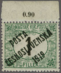 1919: Hungary Postage Due 1 f. deep green & black, overprint G in ...