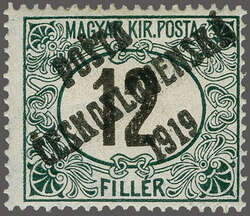 1919: Hungary Postage Due 12 f. deep green & black, overprint G in ...
