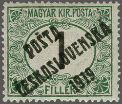 1919: Hungary Postage Due 1 f. deep green & black, overprint G in ...