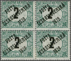 1919: Hungary Postage Due 2 f. deep green & black, overprint G in ...
