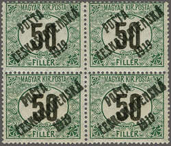1919: Hungary Postage Due 50 f. deep green & black, overprint G in ...