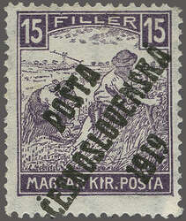 1919: Hungary Harvesters 10 f. rose-red and 15 f. violet, white ...