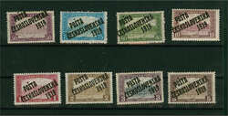 1919: Hungary Parliament Building set of eight unused, overprint C, ...