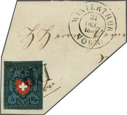 Mit Kreuzeinfassung, Type 28, farbfr. und breit- bis überrandig, ...