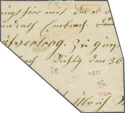 Mit Kreuzeinfassung, Type 28, farbfr. und breit- bis überrandig, ...