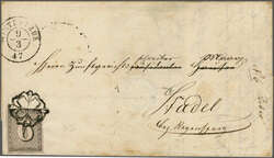 Zürich 6, Type II, die 42. Marke des Hunderterbogens, farbfr. und ...