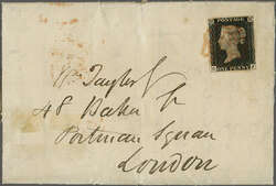 1840: 1 d. black, plate 3, lettered CJ, a fine example with large ...