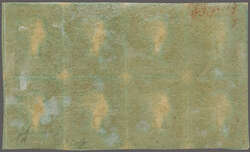 1841: 1 d. red-brown on blued, lettered EA-ED / FA-FD, an unused ...