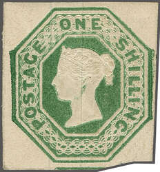 1847/54: Embossed 1 s. green, Die 1, an unused example with ample to ...
