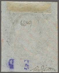1847: Franklin 5 c. red-brown on blued paper, a fine used example ...