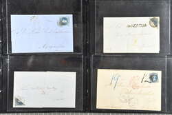 1856/67: Selection six covers incl 1856/62 Santiago printing, 10 c. ...