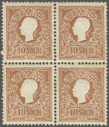 1858: 10 s. bruno type I in a block of four, a fine and fresh ...