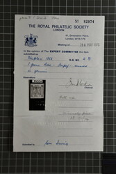 1858: Group six adhesives incl. ½ gr. carminio plate II unused ...