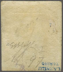 1859: ½ gr. arancio plate I with cliché difettoso at base, a fine ...