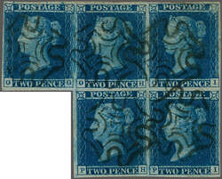 1841: 2 d. blue, plate 3, lettered OG-OI / PH-PI, an irregulatar used ...