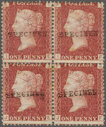 1864/79: 1 d. rose-red, plate 146, lettered IE-IF / JE-JF, an unused ...