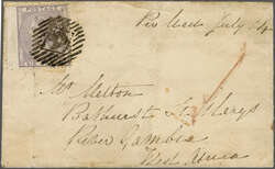 Incoming Mail: Great Britain 1855/57 6 d. lilac, Wing margin, affixed ...