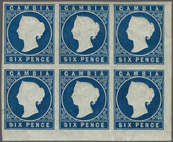 1874: 6 d. deep blue, Crwn CC wmk., unused lower right sheet marginal ...