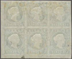 1874: 6 d. deep blue, Crwn CC wmk., unused lower right sheet marginal ...