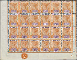 1898/1902: 2 d. orange & mauve, an unused block of twenty-four from ...