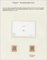 1921/22: 4 s. black & red Die Proof of the value tablet in black, ...