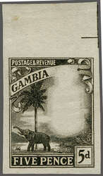 1922/29: Badge of the Colony 5 d. Imperforate Plate Proof in black, ...