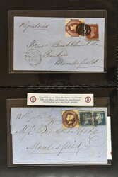 1852/80: Most interesting Selection four covers incl. 1852 1 d. red, ...