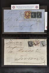 1852/80: Most interesting Selection four covers incl. 1852 1 d. red, ...