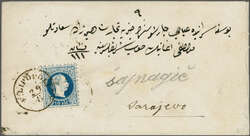 Austrian P.O. 1867: 10 s. blue, used on 1879 bilingually addressed ...