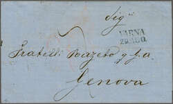Austrian P.O. 1868: Unpaid entire to Genova, Italy with two line ...