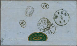 Austrian P.O. 1868: Unpaid entire to Genova, Italy with two line ...